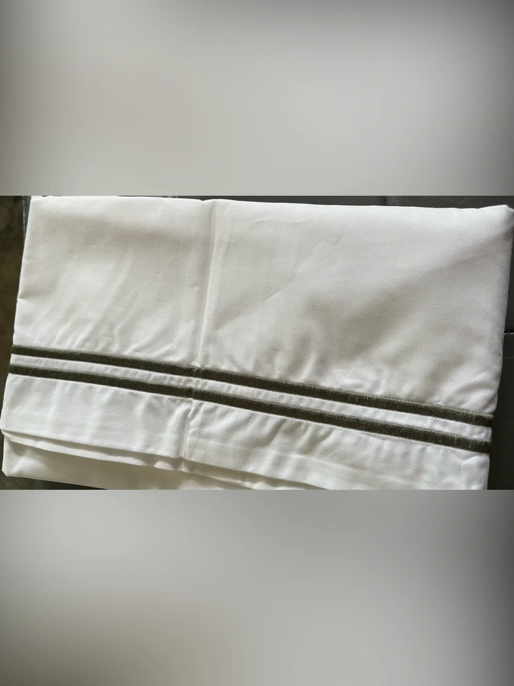 NEW Quince Organic Crisp Percale Sham Set, Standard (White/Dusty Olive)